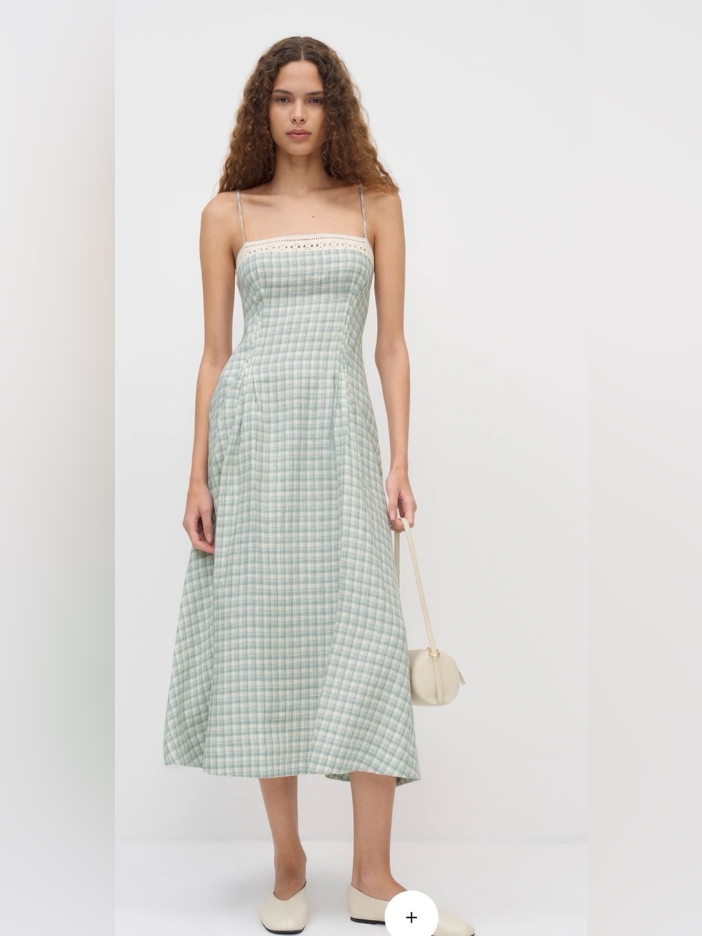 REFORMATION • Pomona Linen Dress in zephyr check - size 4